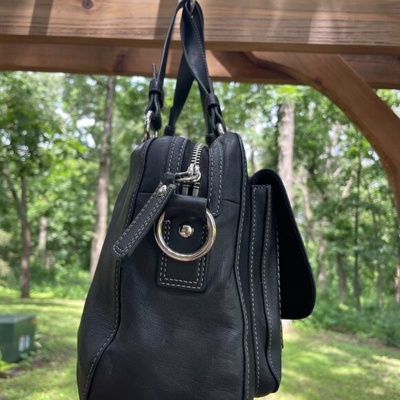 Coach Bag Chelsea F14017 Black Baguette Purse Leather Handbag Satchel - Picture 6 of 10